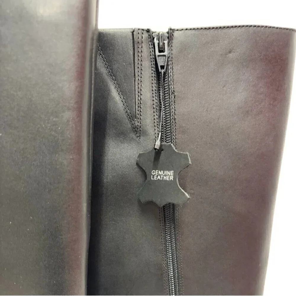 GIANI BERNINI / Adonnysl / Leather  / Tall / Knee-High / Boots / Black 9.5M Wide